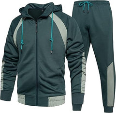 Men’s Olive Textured Hooded Tracksuit (Jacket & Trouser Set)