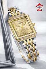 GUESS Women’s Rectangular Crystal Bracelet Quartz Watch