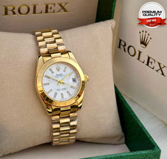 Luxury Gold Day-Date Quartz Watch with Date Display