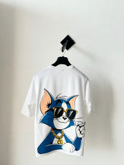 Cool Cartoon Cat Graphic T-Shirt