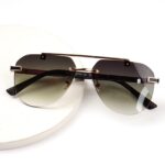 Rimless Aviator Gradient Sunglasses with Metal Frame