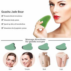 Jade Facial Roller & Gua Sha Stone Set