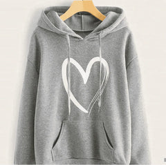 Women’s Heart Print Pullover Hoodie