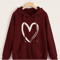 Women’s Heart Print Pullover Hoodie