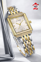 GUESS Women’s Rectangular Crystal Bracelet Quartz Watch