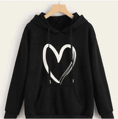 Women’s Heart Print Pullover Hoodie
