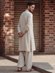 Beige Blended Kameez Shalwar