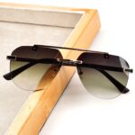 Rimless Aviator Gradient Sunglasses with Metal Frame