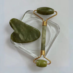 Jade Facial Roller & Gua Sha Stone Set