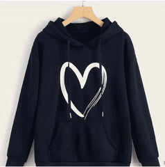 Women’s Heart Print Pullover Hoodie