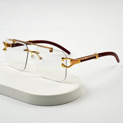 Rimless Photochromic Square Sunglasses with Gold Metal Frame