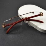 Rimless Photochromic Square Sunglasses with Gold Metal Frame